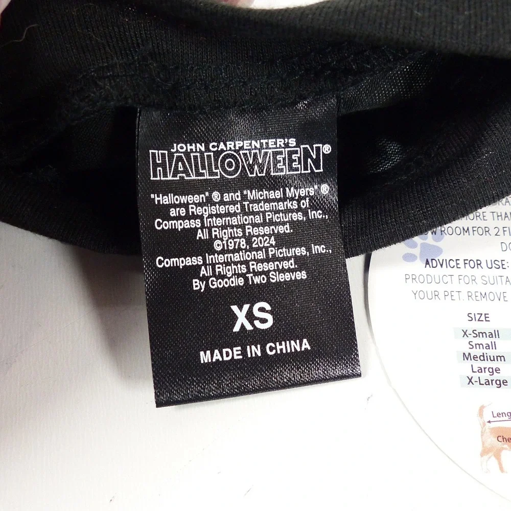 Dog T-shirt John Carpenters XS Halloween Costume NWT Pet Black MICHAEL MYERS